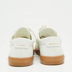 Saint Laurent White Perforated Leather Court Classic Low-Top Sneakers Size 43.5