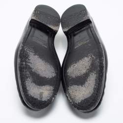 Saint Laurent Black Leather Monogram Penny Loafers Size 44