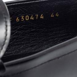Saint Laurent Black Leather Monogram Penny Loafers Size 44