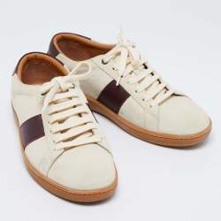 مملوكة مسبقًا Saint Laurent Grey/Brown Suede And Leather Lace Up Sneakers Size 41