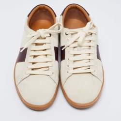 مملوكة مسبقًا Saint Laurent Grey/Brown Suede And Leather Lace Up Sneakers Size 41