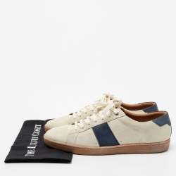 Saint Laurent Grey Suede And Leather Lace Up Sneakers Size 41.5