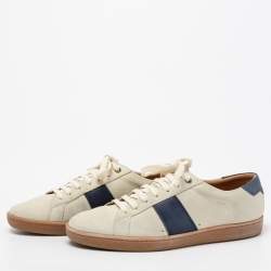 Saint Laurent Grey Suede And Leather Lace Up Sneakers Size 41.5