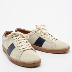 Saint Laurent Grey Suede And Leather Lace Up Sneakers Size 41.5