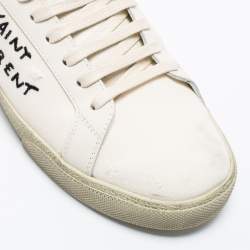 Saint Laurent Off-White Canvas Logo Court Classic Low-Top Sneakers Size 40