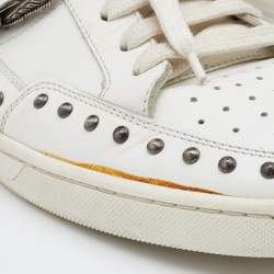 Saint Laurent White Leather Studded High Top Sneakers Size 44