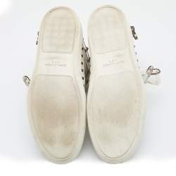 Saint Laurent White Leather Studded High Top Sneakers Size 44