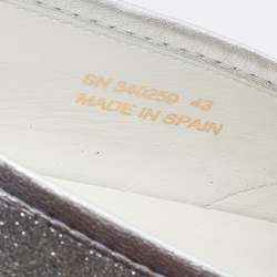 Saint Laurent Metallic Silver Glitter Slip On Sneakers Size 43