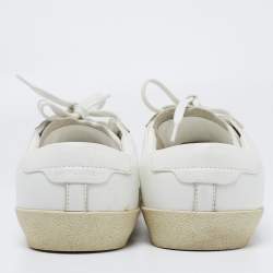مملوكة مسبقًا Saint Laurent White Leather Court Classic Lace Up  Sneakers  Size 41