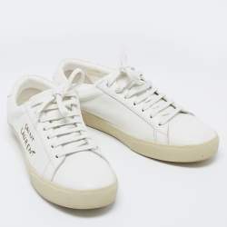مملوكة مسبقًا Saint Laurent White Leather Court Classic Lace Up  Sneakers  Size 41