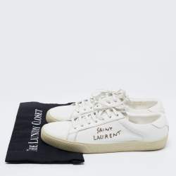 مملوكة مسبقًا Saint Laurent White Leather Court Classic Lace Up  Sneakers  Size 41