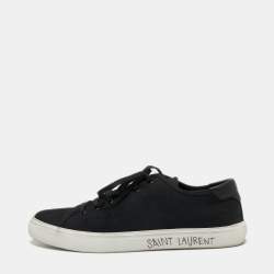 مملوكة مسبقًا Saint Laurent Black Canvas And Leather Malibu Low Top Sneakers Size 44