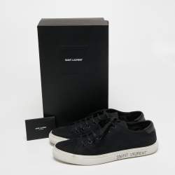 مملوكة مسبقًا Saint Laurent Black Canvas And Leather Malibu Low Top Sneakers Size 44