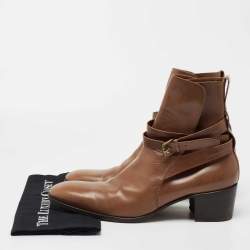 Saint Laurent Light Brown Leather Ankle Boots Size 46