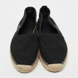 Saint Laurent Black Canvas Embroidered Logo Slip On Espadrilles Size 44