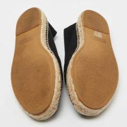 Saint Laurent Black Canvas Embroidered Logo Slip On Espadrilles Size 44