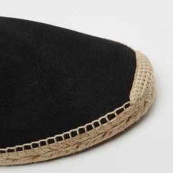 Saint Laurent Black Canvas Embroidered Logo Slip On Espadrilles Size 44