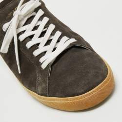 مملوكة مسبقًا Saint Laurent Dark Grey Suede Court Classic Low Top Sneakers Size 44
