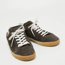 مملوكة مسبقًا Saint Laurent Dark Grey Suede Court Classic Low Top Sneakers Size 44