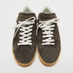 مملوكة مسبقًا Saint Laurent Dark Grey Suede Court Classic Low Top Sneakers Size 44