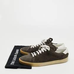 مملوكة مسبقًا Saint Laurent Dark Grey Suede Court Classic Low Top Sneakers Size 44