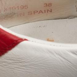 Saint Laurent White/Red Leather Low Top Sneakers Size 38