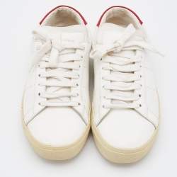 Saint Laurent White/Red Leather Low Top Sneakers Size 38