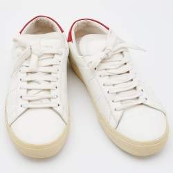Saint Laurent White/Red Leather Low Top Sneakers Size 38