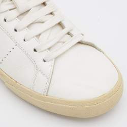 Saint Laurent White/Red Leather Low Top Sneakers Size 38