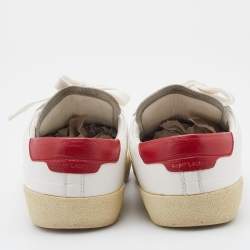 Saint Laurent White/Red Leather Low Top Sneakers Size 38