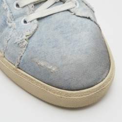 Saint Laurent Blue/White Denim and Leather Star Low Top Sneakers Size 45