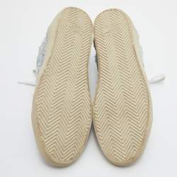 Saint Laurent Blue/White Denim and Leather Star Low Top Sneakers Size 45