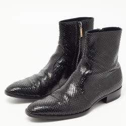 Saint Laurent Black Python Leather Lukas Boots Size 43