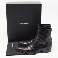 Saint Laurent Black Python Leather Lukas Boots Size 43