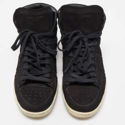 Saint Laurent Black Suede High Top Sneakers Size 42