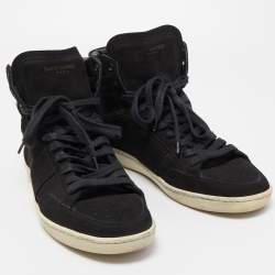 Saint Laurent Black Suede High Top Sneakers Size 42
