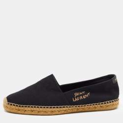 Saint Laurent Black Canvas Espadrilles Flats Size 44 