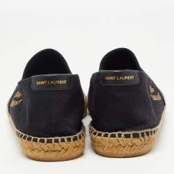 Saint Laurent Black Canvas Espadrilles Flats Size 44 