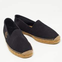 Saint Laurent Black Canvas Espadrilles Flats Size 44 