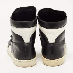 مملوكة مسبقًا Saint Laurent Black/White Leather Court Classic High Top Sneakers Size 43