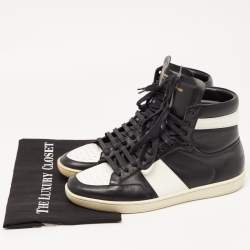مملوكة مسبقًا Saint Laurent Black/White Leather Court Classic High Top Sneakers Size 43