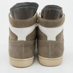Saint Laurent Grey/White Suede and Leather High Top Sneakers Size 39