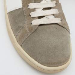 Saint Laurent Grey/White Suede and Leather High Top Sneakers Size 39