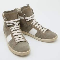 Saint Laurent Grey/White Suede and Leather High Top Sneakers Size 39