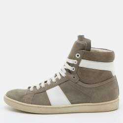 Saint Laurent Grey/White Suede and Leather High Top Sneakers Size 39