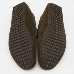 Saint Laurent Olive Green Suede Slip On Loafers Size 42