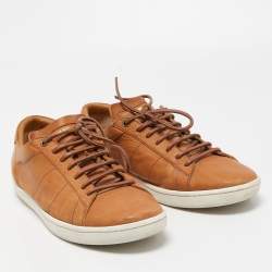 Saint Laurent Paris Brown Leather Low Top Sneakers Size 41