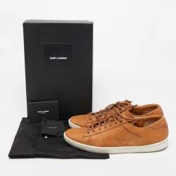 Saint Laurent Paris Brown Leather Low Top Sneakers Size 41