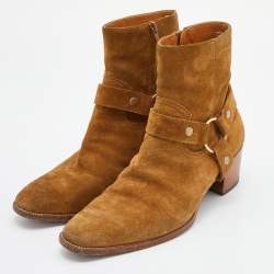  Saint Laurent Tan Suede Ankle Length Boots Size 42