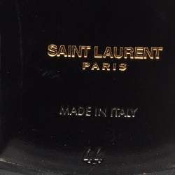 Saint Laurent Black Leather and Embossed Lizard Lace Up Oxfords Size 44